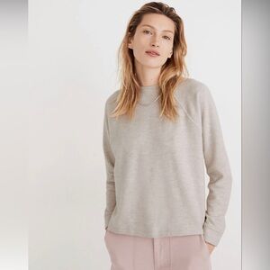 Madewell Plush Mockneck Button-Back sweatshirt in cream